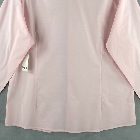 Bar III Men's XL 17-17.5 34-35 Dress Shirt Slim Fit Stretch Pink Chambray NEW - Picture 7 of 12